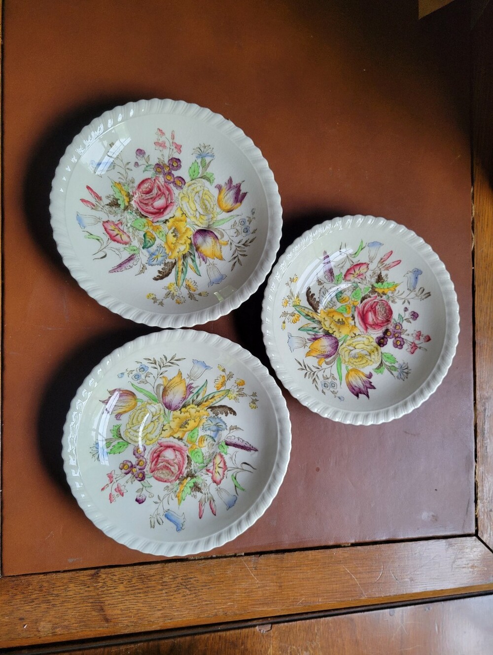 3 Johnson Brothers Windsor Ware GARDEN BOUQUET Saucers Only